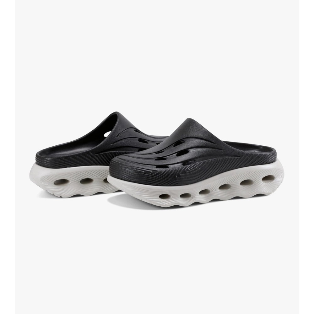 New Women's Hunter Geena Black Slip On Heeled Sandals Sz 8